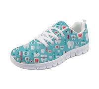 HUGS IDEA - Scarpe da tennis da donna, leggere, con stampa odontoiatrica, Blu (Dente blu ciano), 43 EU