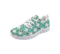 HUGS IDEA - Scarpe da tennis da donna, leggere, con stampa odontoiatrica, Dente del cartone animato turchese, 37 EU