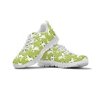 HUGS IDEA - Scarpe da tennis da donna traspiranti con lacci in rete, Verde (Motivo mucca 1), 38 EU