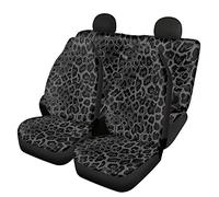 HUGS IDEA Set completo di 4 coprisedili per auto, motivo leopardato classico, in poliestere, elasticizzato, con schienale alto, motivo ghepardo selvatico