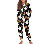 HUGS IDEA Set pigiama da donna a maniche lunghe con pantaloni 2 pezzi, Zucca fantasma., S
