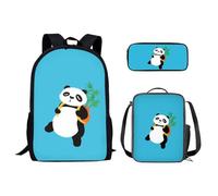 HUGS IDEA Set zaino per bambini con contenitore per alimenti refrigerante e astuccio per la scuola per bambini 3 in 1, Simpatico panda