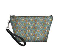 HUGS IDEA Shiba Inu Fiore Portatile Trucco Pouch Viaggi Shopping Sacchetto Cosmetici Organlzer PU Pelle