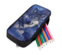 HUGS IDEA Space Planet - Astuccio per penne e cancelleria, per scuola, Blu galassia Lupo, 22x4.5x11cm, Zaino per bambini