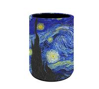 HUGS IDEA Van Gogh, organizzatore di matite stellate, pittura ad olio capolavoro stampa scrivania organizzatore portapenne, tazza e pennello per trucco