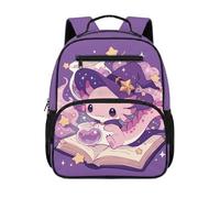 HUGS IDEA Zaino per bambini da 2 a 4 bambini, borsa per libri per scuola prescolare carina 34 cm con tasche frontali, Strega Axolotl