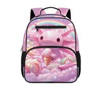 HUGS IDEA Zaino per bambini da 2 a 4 bambini, borsa per libri per scuola prescolare carina 34 cm con tasche frontali, Axolotl Gelato
