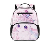 HUGS IDEA Zaino per bambini da 2 a 4 bambini, borsa per libri per scuola prescolare carina 34 cm con tasche frontali, Coniglietto farfalla