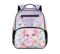 HUGS IDEA Zaino per bambini da 2 a 4 bambini, borsa per libri per scuola prescolare carina 34 cm con tasche frontali, Candy Axolotl
