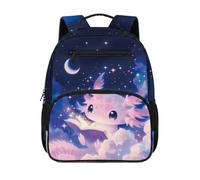 HUGS IDEA Zaino per bambini da 2 a 4 bambini, borsa per libri per scuola prescolare carina 34 cm con tasche frontali, Stella Axolotl