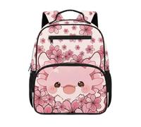 HUGS IDEA Zaino per bambini da 2 a 4 bambini, borsa per libri per scuola prescolare carina 34 cm con tasche frontali, Axolotl