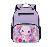 HUGS IDEA Zaino per bambini da 2 a 4 bambini, per asilo nido prescolare, carino 34 cm, per la scuola e la vita quotidiana, Axolotl floreale