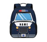 HUGS IDEA Zaino per bambini personalizzabile per bambini 2-4 Bookbag personalizzato per asilo nido scuola materna 13.5 pollici, Auto della polizia