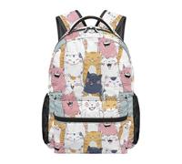 HUGS IDEA Zaino per ragazze, grande capacità, 43 cm, zaino per bambini, studenti elementari, scuola prescolare, Gatti sorridenti