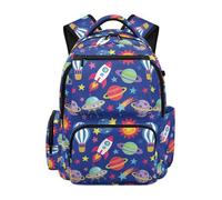 HUGS IDEA Zaino per ragazzi leggero per la scuola, con cinghie imbottite, età 6-12 anni, zaino elementare per il ritorno a scuola, Razzo spaziale