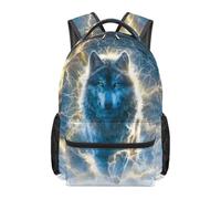 HUGS IDEA Zaino per ragazzi ragazzi leggero zaino scuola con scomparto per computer portatile 17 pollici grande capacità Daypack, Lupo fulmine