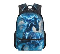 HUGS IDEA Zaino per ragazzi ragazzi leggero zaino scuola con scomparto per computer portatile 17 pollici grande capacità Daypack, Cavallo Fulmine