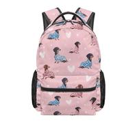 HUGS IDEA Zaino scolastico per bambini per ragazze e adolescenti, leggero, con tasche multiple e tasche laterali in rete per la scuola, Bassotto accogliente