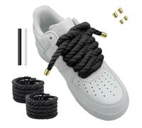 Hugwish 1 Paio Lacci Corda Per Air Force 1, Rope Lace 8mm 140mm, Lacci Intrecciati, Lacci Grossi Scarpe Da Ginnastica, Scarpe Da Corsa, Scarpe Sportive (1, Nero)