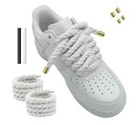 Hugwish 1 Paio Lacci Corda Per Air Force 1, Rope Lace 8mm 140mm, Lacci Intrecciati, Lacci Grossi Scarpe Da Ginnastica, Scarpe Da Corsa, Scarpe Sportive (1, Bianco)