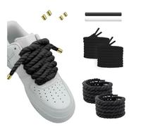 Hugwish 2 Paio Lacci Corda Per Air Force 1, Rope Lace 8mm 140mm, Intrecciati, Grossi Per Scarpe Da Ginnastica, Corsa, Sportive (Nero)