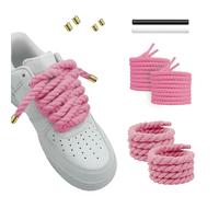 Hugwish 2 Paio Lacci Corda Per Air Force 1, Rope Lace 8mm 140mm, Intrecciati, Grossi Per Scarpe Da Ginnastica e Corsa, Sportive (Rosa)
