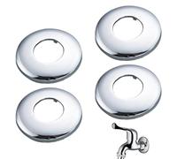 Hugwish Rubinetto Rosetta Acciaio Inox (3/4) Ø 27 mm x Ø 69 mm x altezza 8 mm 4 Pezzi, Finiture Per Rubinetti Doccia E Rubinetto A Parete Acqua Calda (Argento, Ø 69 mm x 8 mm altezza)