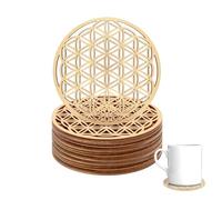 Hugwish Set Di 12 Sottobicchieri Fiore Della Vita Per La Meditazione (10 X 10 Cm), fiore della vita legno di betulla, fiore della vita da parete (12)