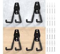 HUHOLE Ganci da garage resistenti, 4 pezzi, in acciaio inossidabile, montaggio a parete per garage, ganci per bici, scale, oggetti ingombranti