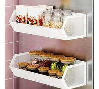 HUHSWOF Mensola sospesa magnetica oversize, grande capacità di peso per frigorifero spezie cucina organizzazione, guarnizione inferiore anti-goccia, acciaio al carbonio (1, bianco)