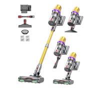 Huhuba H9 Aspirapolvere Senza Fili Potente 58000Pa/650W/80Min, Scopa Elettrica Senza Fili con Display Touch LED, Autoportante Anti-Groviglio per Peli Animali, Moquette e Pavimenti Duri, Oro