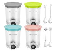 HuhWafee 4 contenitori per ninja Creami Pints, 450 ml, contenitore per per Ninja Swirl NC700/NC701, contenitore per gelato con coperchio e 4 cucchiai in alluminio, per macchina per