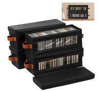 HuhWafee 4 sacchetti per DVD, organizer multimediale per DVD, CD, dischi blu ray, custodie per film, scatole VHS, videogiochi, custodie in plastica trasparente con manici e chiusura lampo, colore