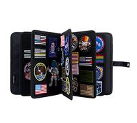 HUHYNN Espositore per toppe, organizer per opuscoli con pagine a scatto, per collezioni di patch con gancio e anello, raccoglitore a 3 anelli con 5 pannelli porta patch (solo borsa) (nero)