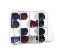 HUHYNN Organizer per cravatte, scatola trasparente per cravatte, espositore in acrilico per 16 cravatte, organizer per cravatte da uomo (trasparente)