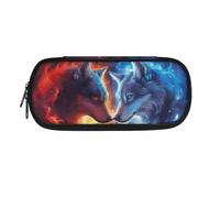 HUIACONG Astuccio per matite per bambini, per la scuola secondaria, Wolf Fire Ice, Taglia unica, Astuccio