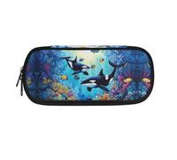 HUIACONG Astuccio per ragazze scuola secondaria astuccio per matite estetico astuccio per bambini, Pesce Orca Assassina, Taglia unica, Astuccio