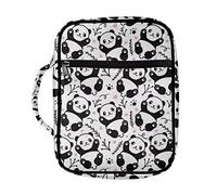HUIACONG Carino Panda Bibbia Copertine per Donne Ragazze Borse Bibbia Nere con Cerniera Tasca Bibbia Libro Titolare Custodia Per Il Trasporto Protettiva Studio Scritture Bag