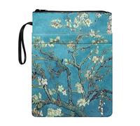 HUIACONG Custodia protettiva per libri Van Gogh con mandorlo in fiore di albero, copertine per libri con corda portatile, per studenti, insegnanti, amanti dei libri, con tasca frontale, 27 x 22 cm