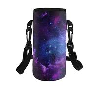 HUIACONG Portaborraccia da 680,4 g, con cinturino per passeggiate a piedi, escursionismo, viola Galaxy Star Space in neoprene, borsa termica per bottiglia d'acqua da donna in acciaio inox