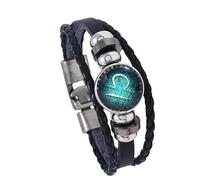 HUIANGLIYG 12 Braccialetti in Pelle constellation per Uomini Braccialetto A Strato A Straccio A Straccio, Braccialetto Regolabile con Segni Astrologici, Regalo di Compleanno Punk Vintage per Lui La