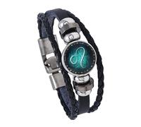 HUIANGLIYG 12 Braccialetti in Pelle constellation per Uomini con Fascia intrecciata A Più Strati e Braccialetto Regolabile con Segni Astrologici, Regalo di Compleanno Punk Vintage per Lui Il Suo Le