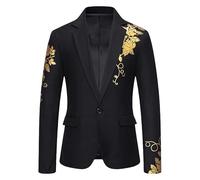 HUIANGLIYG Blazer Casual Slim Fit da Uomo con Stampa di Rose in Jacquard di Lusso, Giacche da Abito con Revers e Un Bottone, Leggero, Sportivo, Elegante, per Feste, Matrimoni, Banchetti, Balli di Fi