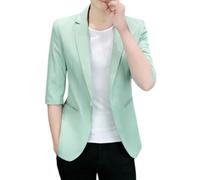 HUIANGLIYG Blazer da Uomo A Manche Mezza Slim Fit con Un Bottone con Tacca con Baver, Giacca Casual Suit Sport Leggero e Traspirante per Lavoro Festa indossamento Quotidiano XS Verde Chiaro