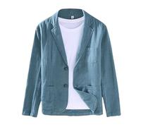 HUIANGLIYG Blazer da Uomo in Lino, Casual, Leggero, in Cotone e Lino, Giacca da Completo, vestibilità Regolare, Due Bottoni, Giacca Sportiva con Tasche, Ideale per L'Estate, La Primavera e L'Uso Qu