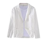 HUIANGLIYG Blazer da Uomo in Lino, Casual, Leggero, in Cotone e Lino, Giacca da Completo, vestibilità Regolare, Due Bottoni, Giacca Sportiva con Tasche, per L'Estate, La Primavera e L'Uso Quotidian