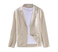 HUIANGLIYG Blazer da Uomo in Lino, Casual, Leggero, in Cotone e Lino, Giacca da Completo, vestibilità Regolare, Due Bottoni, Giacca Sportiva con Tasche, per L'Estate, La Primavera e L'Uso Quotidian