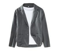 HUIANGLIYG Blazer da Uomo in Lino, Casual, Leggero, in Cotone e Lino, Giacca da Completo, vestibilità Regolare, Due Bottoni, Giacca Sportiva con Tasche, Ideale per L'Estate, La Primavera e L'Uso Qu