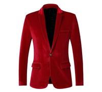 HUIANGLIYG Blazer in Velluto Slim Fit per Uomo, Giacca Formale da Smoking con Un Bottone e Tasche Funzionali, Elegante Giacca Elegante per Festa di Nozze, Banchetto di Natale, Cena, Indossa Serale R