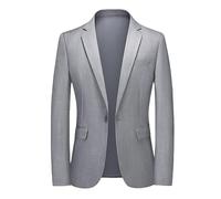 HUIANGLIYG Blazer Leggero da Uomo Giacca Sportiva A Un Bottone Giacca Slim Fit con Tacca con Tasche Elegante Business Casual per Primavera ed Estate indossazione Quotidiana Grigio XS